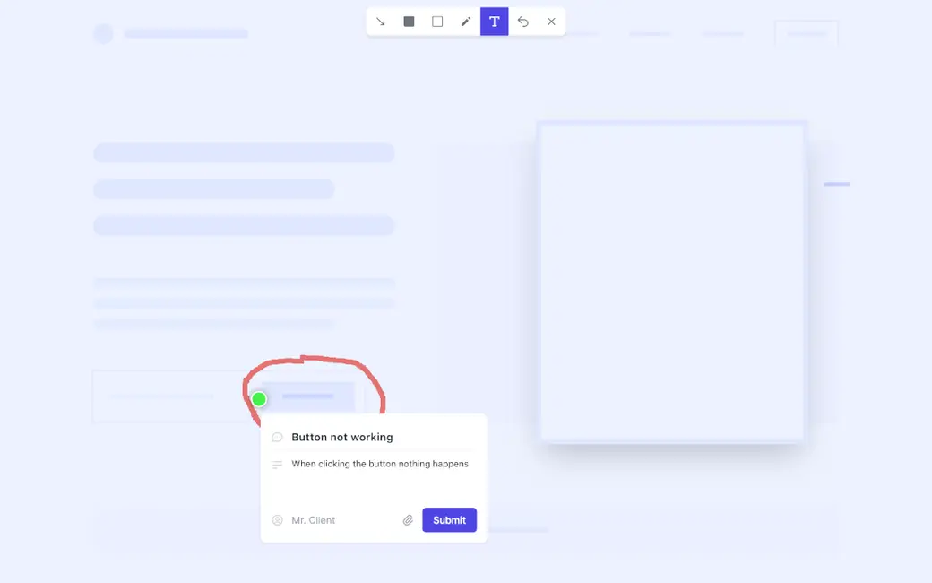 Screenshot of how Feedbucket, a website feedback tool, works
