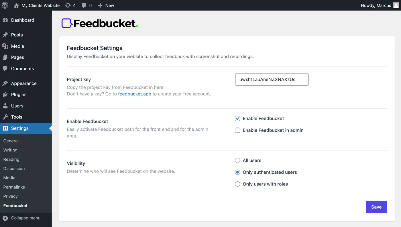 Feedbucket as a WordPress Feedback Plugin